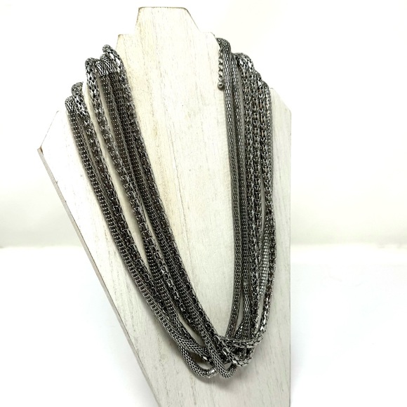 Layered silver tone fashion necklace - Picture 8 of 11